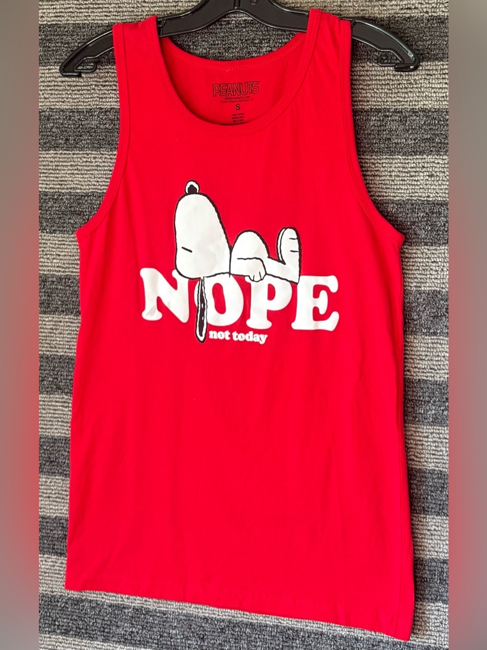 Peanuts Red Tank Top with Snoopy "NOPE Not Today” Graphic Small EUC